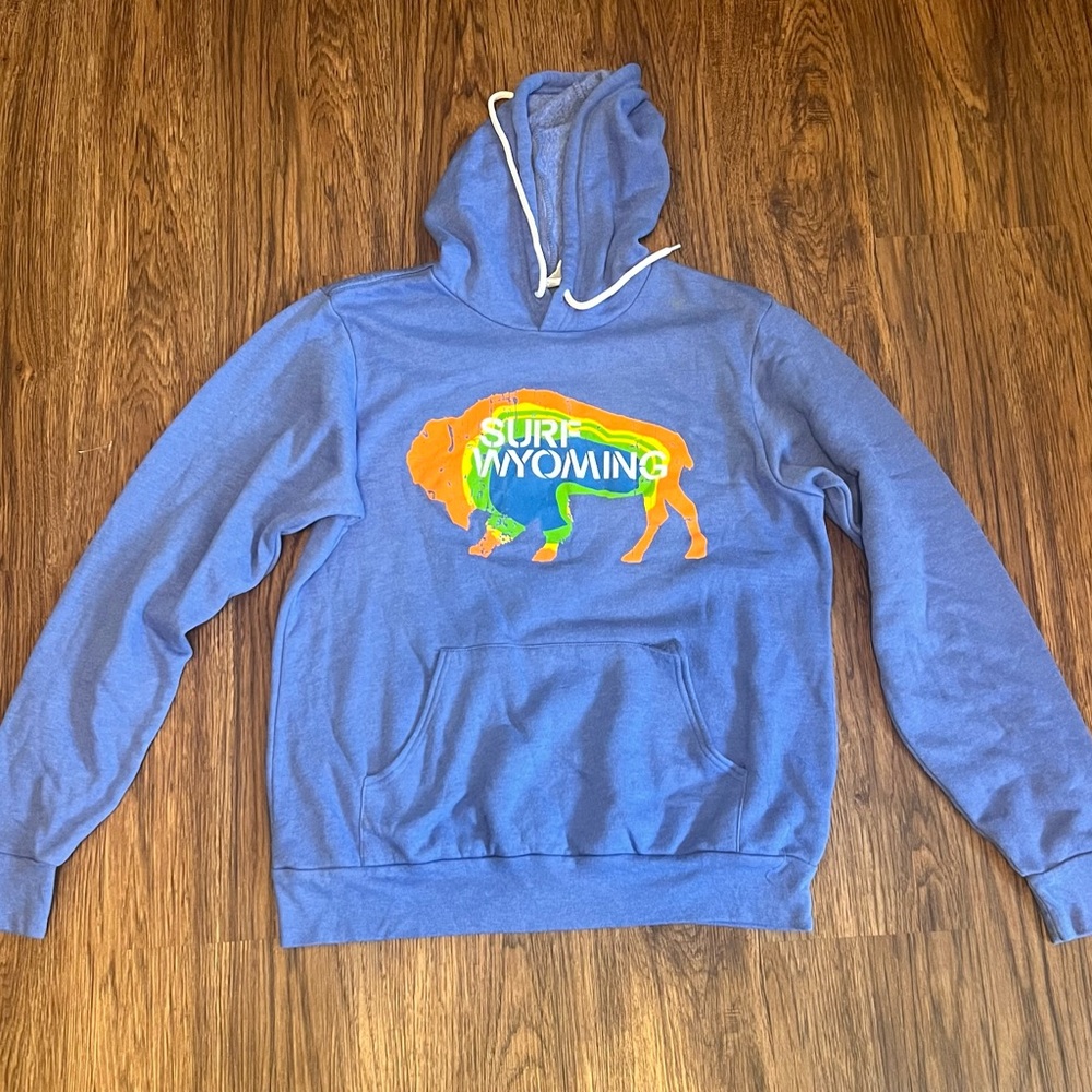 Blue hoodie sweatshirt Surf Wyoming